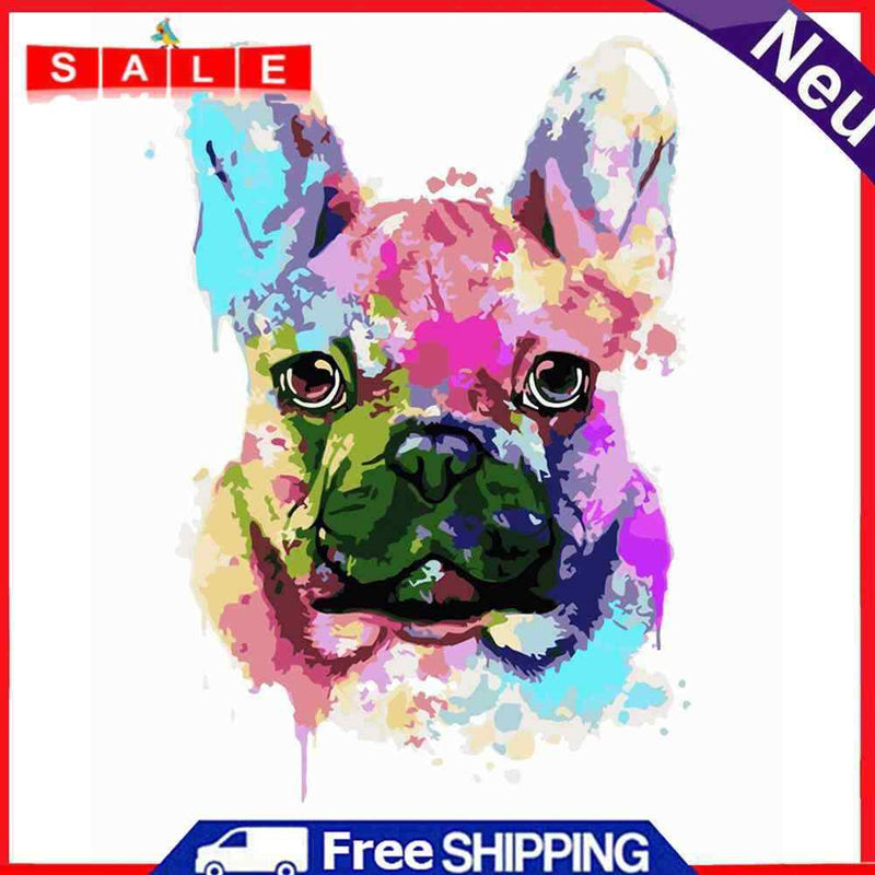 Painting By Numbers DIY Colorful Dog Canvas Oil Wall Art Picture Ornaments Kit