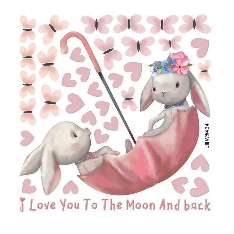 Cute Grey Bunny Ballet Rabbit Wall Stickers For Kids Nursery Room W9S8 Baby U9Y1
