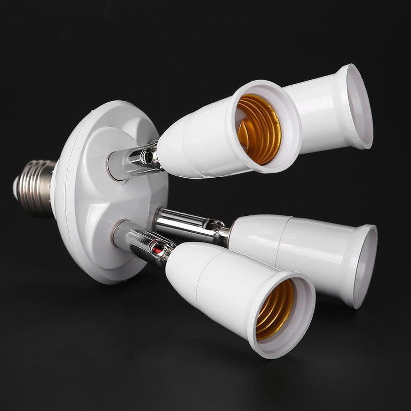 Adjustable E27 Splitter 4 Heads Lamp Base Adapter LED Bulb Holder Socket Newly