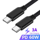 Line Adapter Connector USB C Cable 3A Fast Charging Type-C Male To Male PD 60W