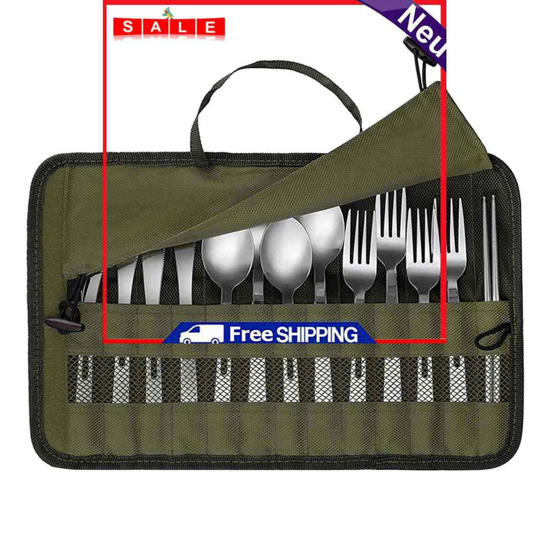 Picnic Cutlery Camping Set Cutlery Organizer Includes Forks Spoons Chopstick