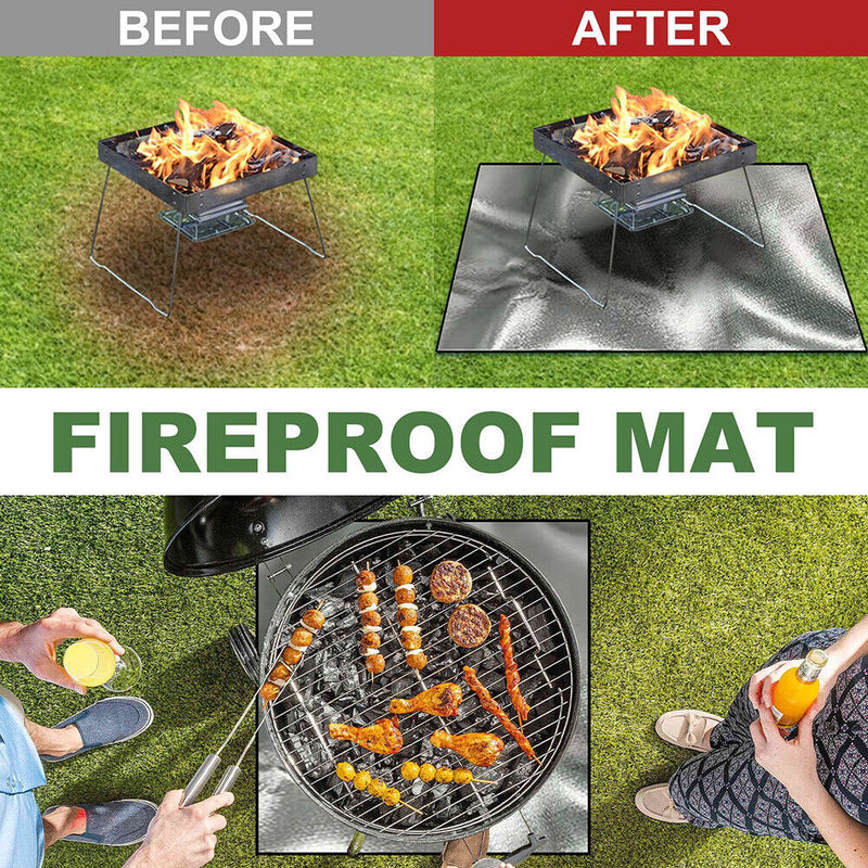 Fire Pit Grill Mat Fireproof for Outdoor Camping BBQ Wood Burning Blanket
