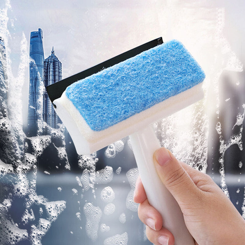 Double Sided Glass Wiper Scraper Window Cleaning Brush Bathroom Sponge Wipe