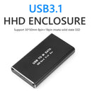 HDD Enclosure Mobile Hard Drive Cases HDD Box mSATA to Type-C 3.1 for Notebook