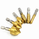 6pcs HSS Chamfer Drill Bit Hex Shank 90 Degree 6mm-19mm Countersink Chamfer