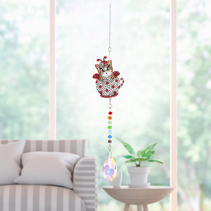2pcs Crystal Wind Chimes Diamond Hanging Light Catcher Home Decor (ZH014)
