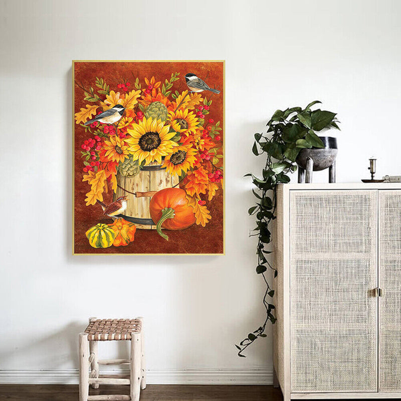 Frameless Oil Paint By Numbers DIY Barrel Bird Picture Craft Kit for Bedroom