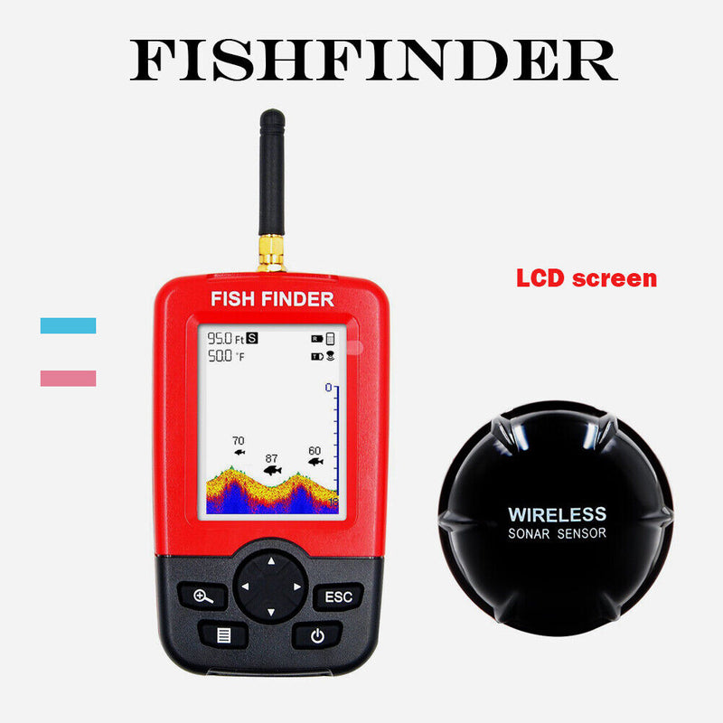 Echo Sounder Wireless Sonar Fish Finder LCD Screen 100m Depth Locator Fishfinder