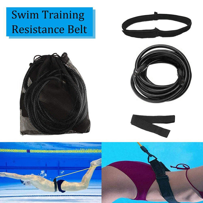 Swim Training Exercise Belts Rope Swimming Harness Resistance Band (Black) Newly
