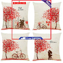Pillow Covers - 4-Piece Linen Holiday Anniversary Wedding Cushion Pillow Case