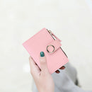 Cute Clutch Women Bifold Purse Solid Color Leather Card Holder (Light Pink)