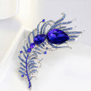 European Fashion Brooch Rhinestone Corsage Peacock Feather Women Accessories