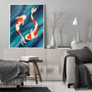 Oil Paint By Numbers Koi Fish Frameless Picture Craft Kit for Home Living Room