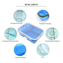 1350ml Silicone Rectangle Lunch Box Collapsible Bento 3 Cell Large Capacity Bowl