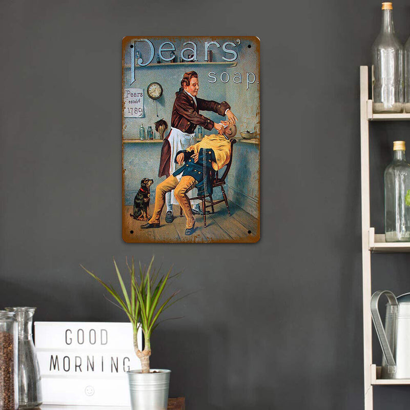 20x30cm Barber Shop Print Rectangular Metal Retro Tin Drawing Flat Style