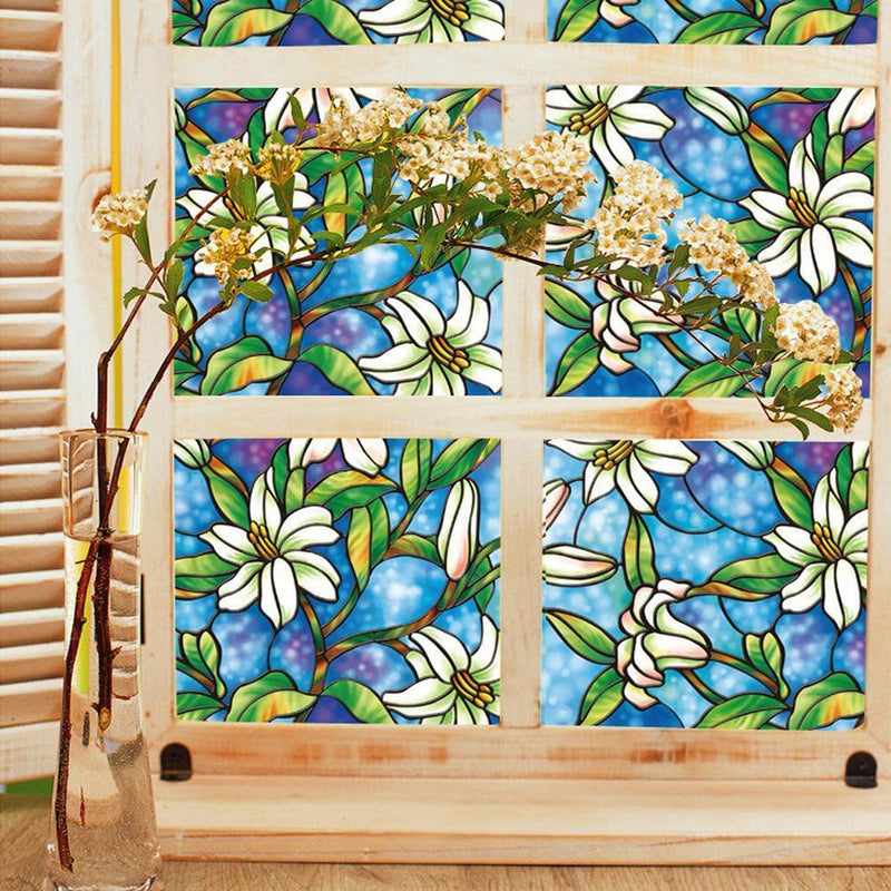 45cm*100cm Orchid Window Film Stained Glass Home Privacy DIY Decoration Newly