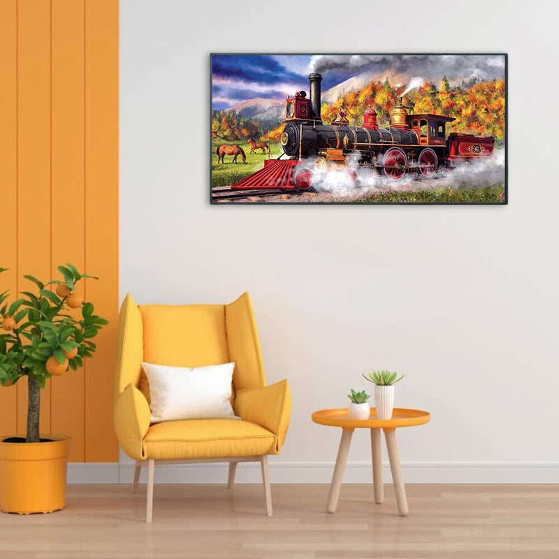 Prairie Train Oil Paint By Numbers DIY Canvas Wall Art Picture Craft Home Decor