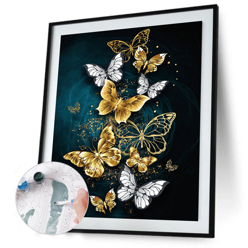 Color Butterfly DIY Canvas Paint By Numbers Oil Hand Painted Kit (YHRM-194)