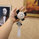 Decoration PU Camellia Bag Pendant Car Key Ring Tassel Keychain For Women|Girls