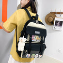 4pcs/Set Women Canvas Backpacks College Teenager Rucksack Mochila Shoulder Bags