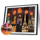 5D Kit Rhinestone Pictures DIY Moon Buildings Full Round Drill Diamond Pain