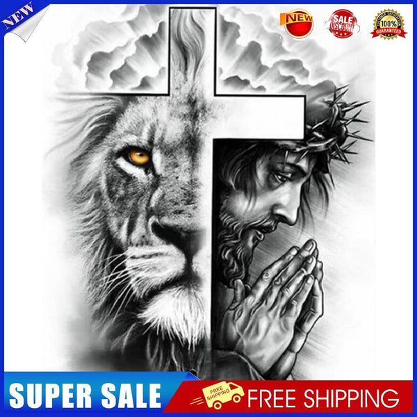 Frameless Oil Paint By Numbers Double Cross DIY Canvas Picture Craft Kit