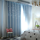 aediea window curtain, hollowed out, stars, for home, living room, sky blue,