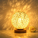 Wooden Table Lamp USB Rattan Ball Bedroom Living Room Bedside Night Lights Newly