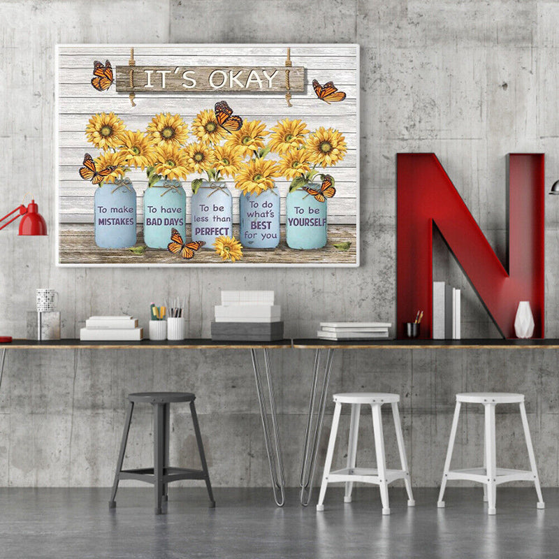 Canvas Painted Oil Paint By Numbers Flower Letters DIY Modern Bedroom Wall Art