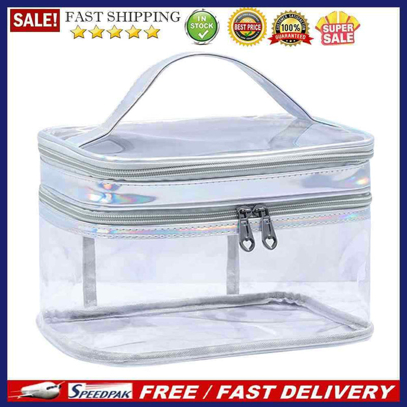 Transparent Waterproof Travel Cosmetic Bag Zippered Large Capacity Storage