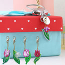5pcs DIY Full Drill Special Shaped Diamond Painting Flower Key Ring Ornamen