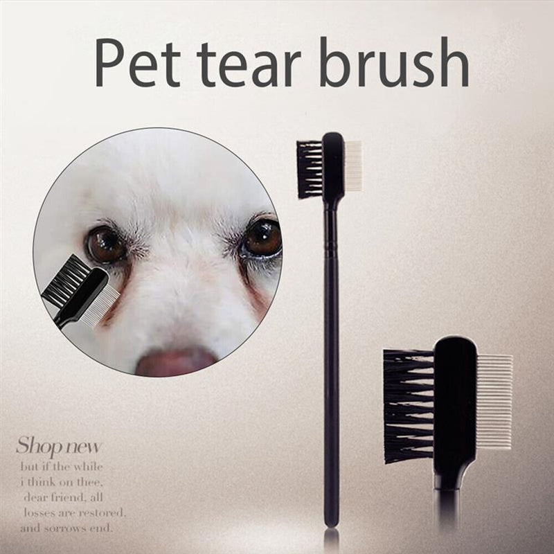 Pet Eye Comb Tear Stain Remover Double-Sided Eye Brush for Dog Cat (Black) Newly