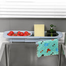 Telescopic Sink Shelf Soap Sponge Holder Drainer Storage Basket (Blue Gray)