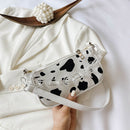 Fashion Cow Pattern Women Shoulder Bag Clear Acrylic Chain Tote Handbag (1)