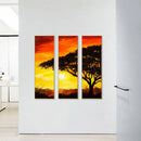 DIY Paint By Number Kit Tree Under Setting Sun Triptych Acrylic Paint Craft Gift