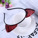 Women Children Girls Sexy Cat Ear Sequined Hairband Hair Hoop Headwear(Red)
