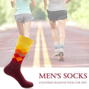 1 Pair Men Cotton Soft Socks Gradient Color Middle Tube Socks (Yellow Red)