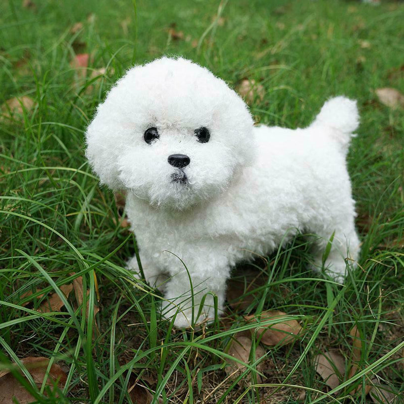 Realistic White Teddy Dog Simulation Dog Puppy Lifelike Handmade Stuffed H9V0