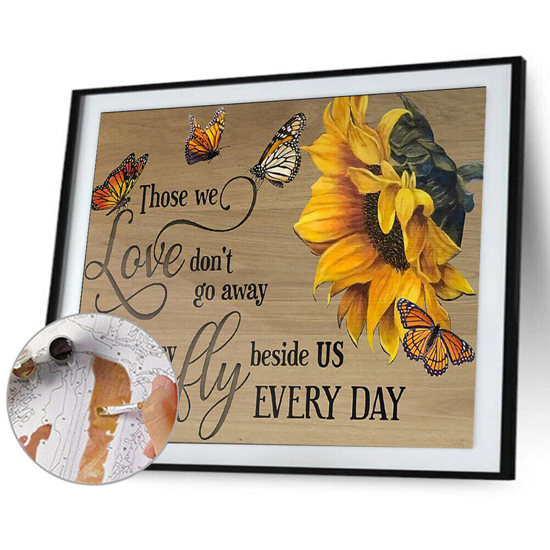 Letters Sunflower Oil Paint By Numbers Kit DIY Home Decoration Gift Wall Pict