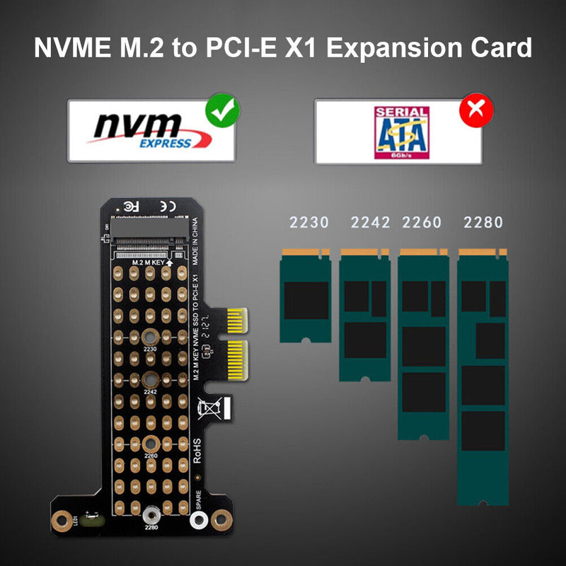 SSD M.2 NVME to PCI-E X1 Adapter Support PCI-E4.0/3.0 (Half-Height Baffle)