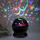 LED Rotating Night Lights Starry Sky Projection Lamp for Bedroom (Black)