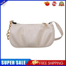 Fashion Pleated Handbags PU Chain Underarm Bags Women Shoulder Tote (White)