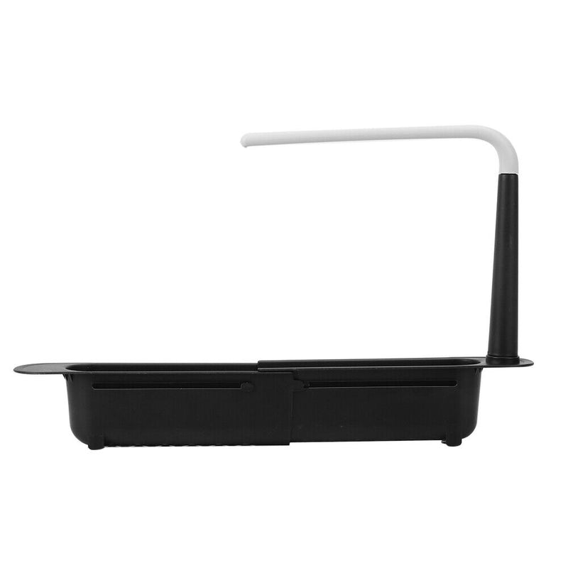 Telescopic Sink Drain Racks Organizer Soap Basket Kitchen Storage (Black)