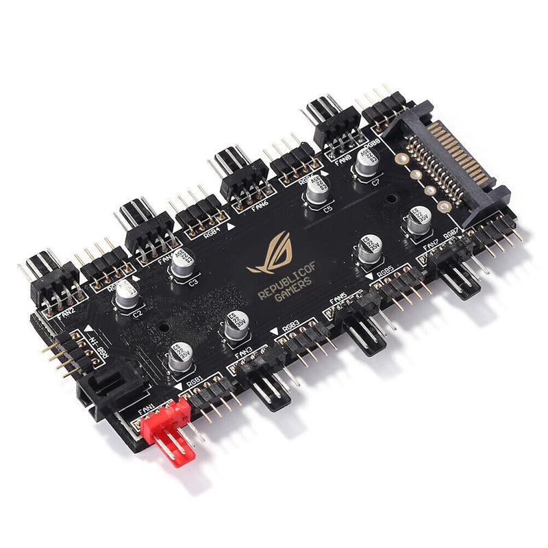 1 to 8 Multi Way Splitter RGB PWM Hub Speed Controller Adapter (12V 4Pin) Newly