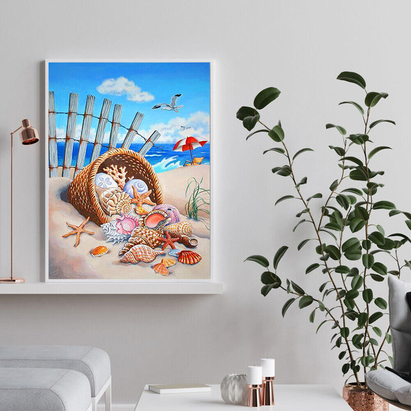 Beach Conch Drawing Frameless DIY Oil Paint by Numbers Canvas Home Decor