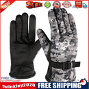Winter Men Warm Skiing Fleece Gloves with Buckle Thickened (Camo Grey)