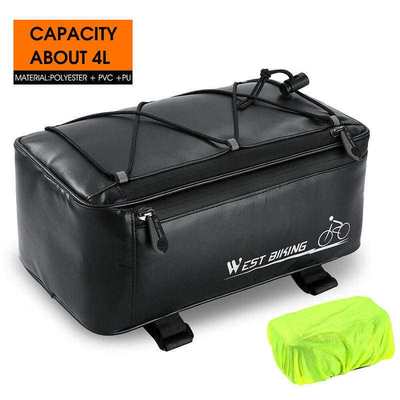 WEST BIKING 4L MTB Bike Back Seat Storage Bag with Rain Cover Saddle Bags Newly