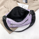 Women Nylon Thread Handbag Winter Korean Fashion Pure Color Top-handle Bags