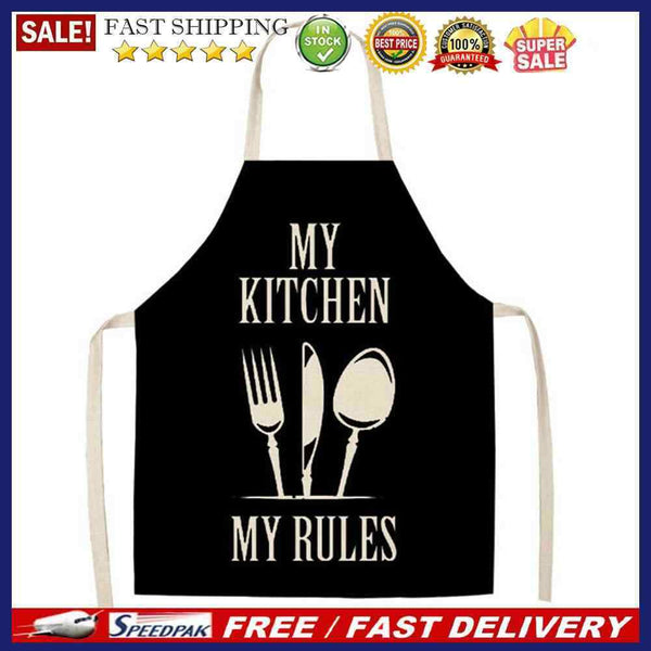 Cutlery Print Kitchen Linen Apron Sleeveless Waterproof Household Cleaning Bibs