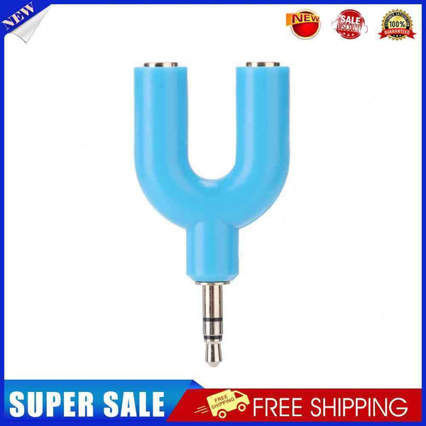 3.5mm Extension Earphone Audio Splitter 1 Male to 2 Female Adapter (Blue)